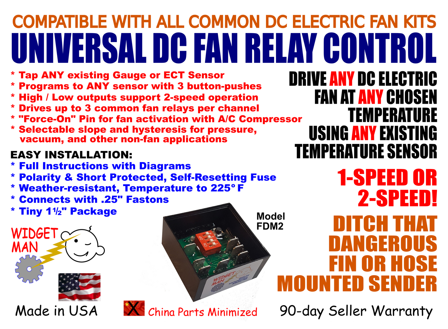 Widget Man FDM2 -- Self-learning DC Fan Relay Controller UPC 743407120857