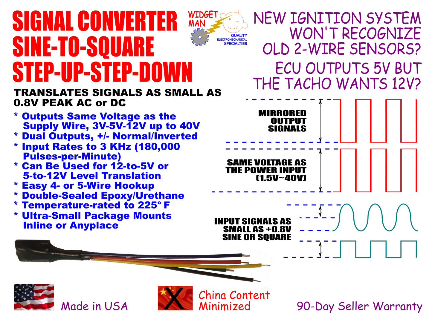 Widget Man SQC2 -- Dual Step-Up / Step-Down / Sine-to-Square Converter UPC 669439381229
