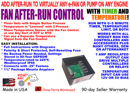 Widget Man FPMR -- Self-Learning After-Run Timer w/ Temperature Cutoff -- UPC 743407120888