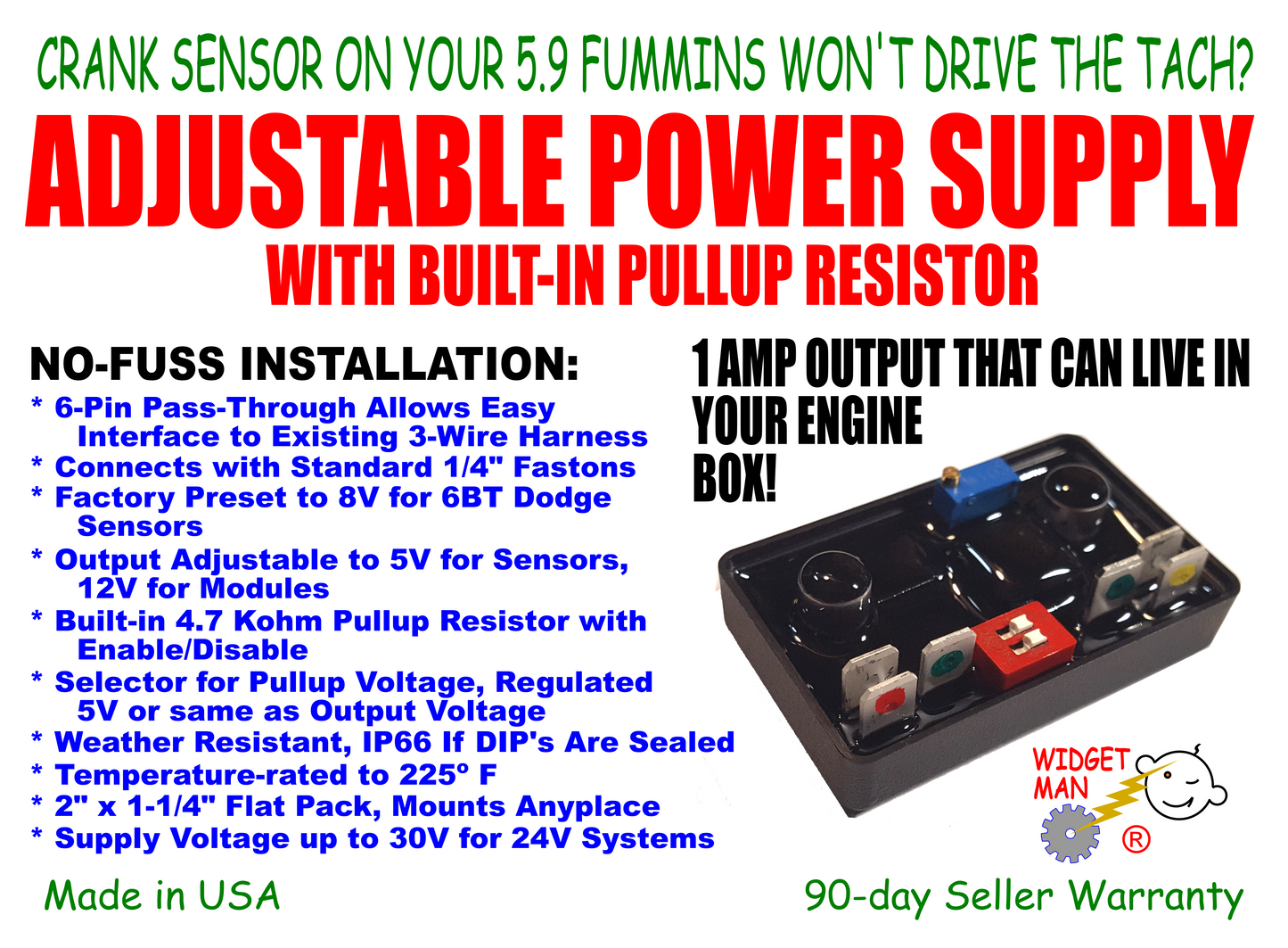 Widget Man CTAS -- Adjustable Sensor Power Supply with Built-In Pullup Resistor UPC 669439381212