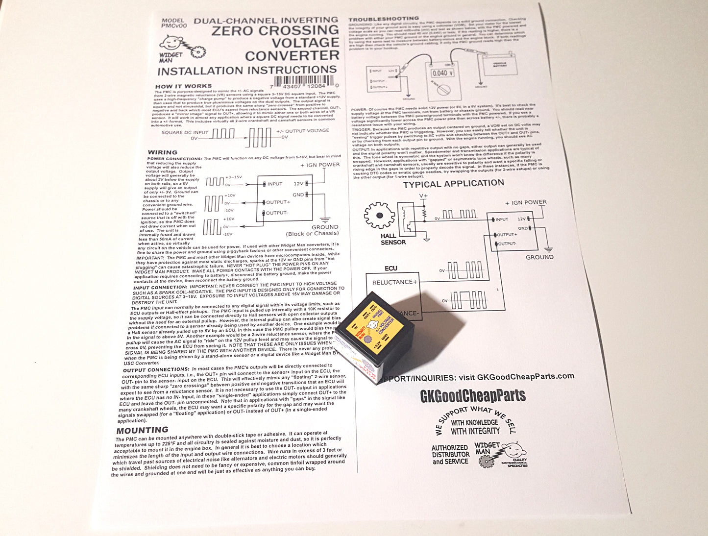 Widget Man PMC -- Dual-Channel Reluctance Sensor Simulator, True +/- AC Voltage Output UPC 743407120840
