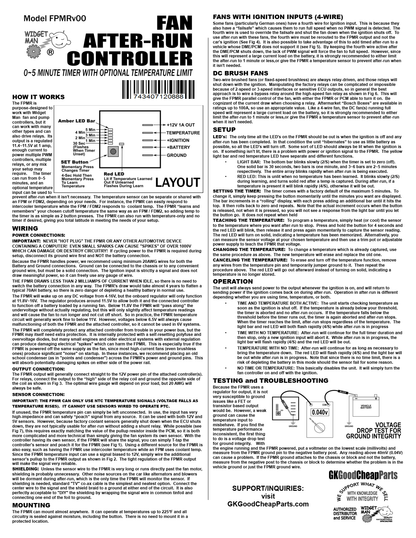 Widget Man FPMR -- Self-Learning After-Run Timer w/ Temperature Cutoff -- UPC 743407120888