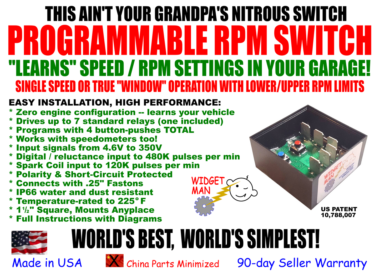 Widget Man RSA -- Self-Learning RPM Window Switch UPC 767571999224